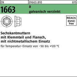 Sechskantmutter EN 1663 Klemmteil/Flansch M12 8 galv.verz. 100 Stück
