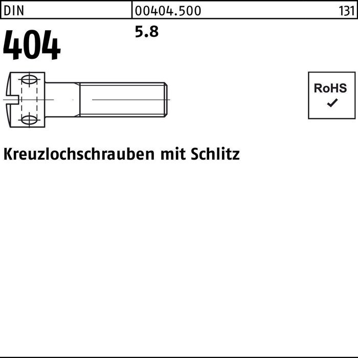 Kreuzlochschraube DIN 404 Schlitz M6x 20 5.8 100 Stück