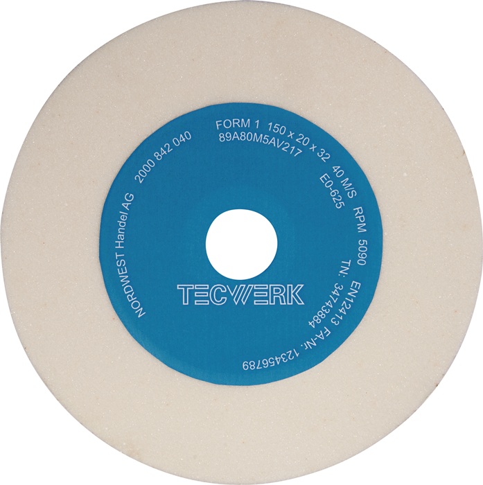 Schleifbockscheibe Ø150xB20x32mm 80 Form A AlOxid TECWERK