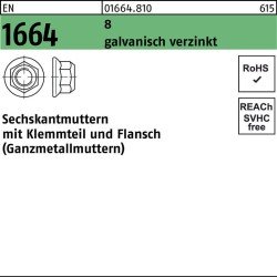 Sechskantmutter EN 1664 Klemmteil/Flansch M5 8 galv.verz. 100 Stück