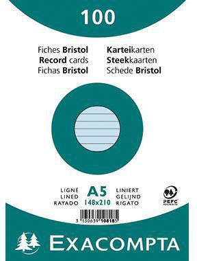 Exacompta Karteikarte 10818SE DIN A5 liniert blau 100 St./Pack.