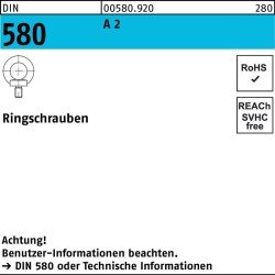 Ringschraube DIN 580 M 12 A 2 Ohne Oberflächenangabe 10 Stück