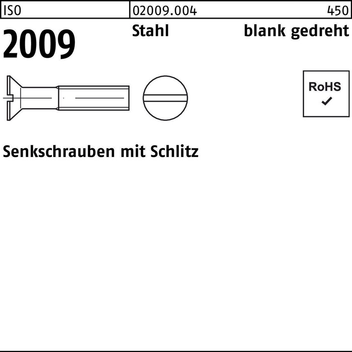 Senkschraube ISO 2009 Schlitz M1,6x 6 Stahl blank gedreht 100 Stück
