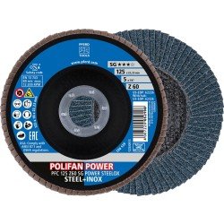 Fächerscheibe POLIFAN Z SG POWER STEELOX D.125mm K.60 INOX ZK Ausf.kon.PFERD