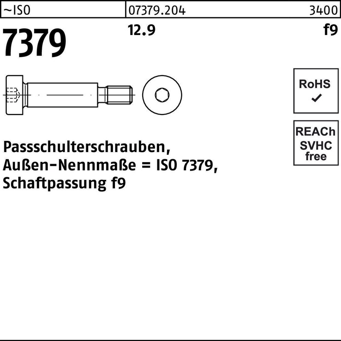 Paßschulterschraube ISO 7379 20 - M16x 80 12.9 Schaftpassung f9 10 Stück