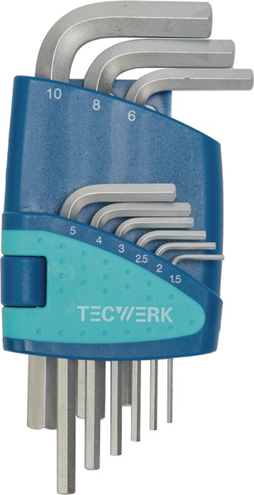 Sechskantwinkelschraubendrehersatz 9-tlg.Ku.-Halter SW 1,5-10mm kurz TECWERK