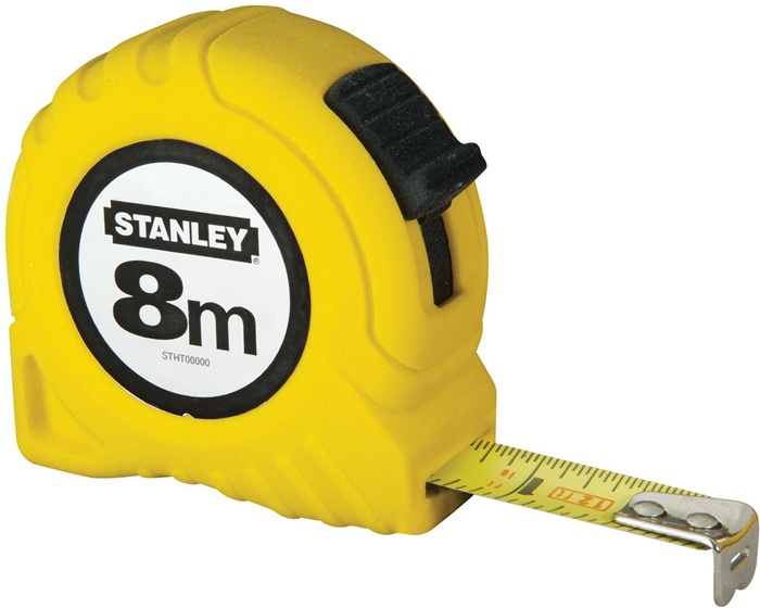 Taschenrollbandmaß L.8m B.25mm mm/cm EG II Kapsel Festst.STANLEY