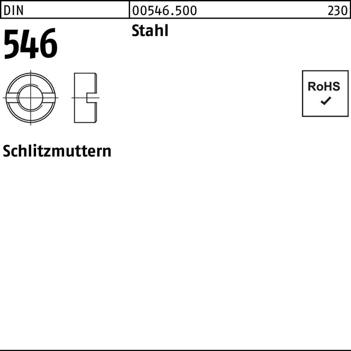 Schlitzmutter DIN 546 M12 Stahl 50 Stück