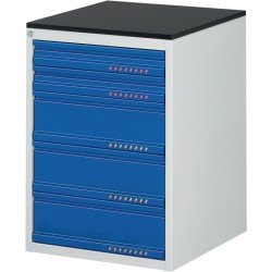 Schubladenschrank BK 650 H820xB580xT650mm grau/blau 5 Schubl.Einfach.TECWERK
