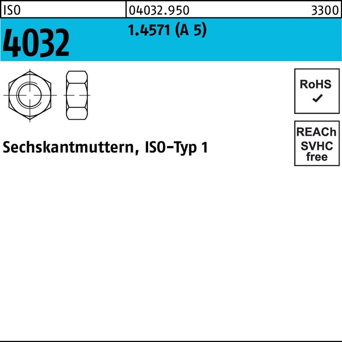 Sechskantmutter ISO 4032 M30 A 5 10 Stück