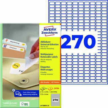 Avery Zweckform Etikett L4730REV-25 17,8x10mm weiß 8.100 St./Pack.