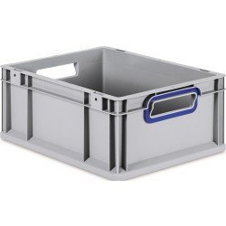 Transportstapelbehälter L400xB300xH170mm grau PP offener Griff blau