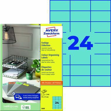 Avery Zweckform Universaletikett 3449 70x37mm blau 2.400 St./Pack.