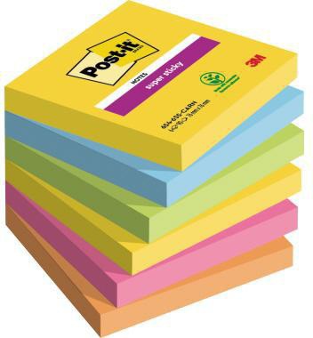 Post-it Haftnotiz Super Sticky 654-6SS-CARN 76x76mm sort. 6St.
