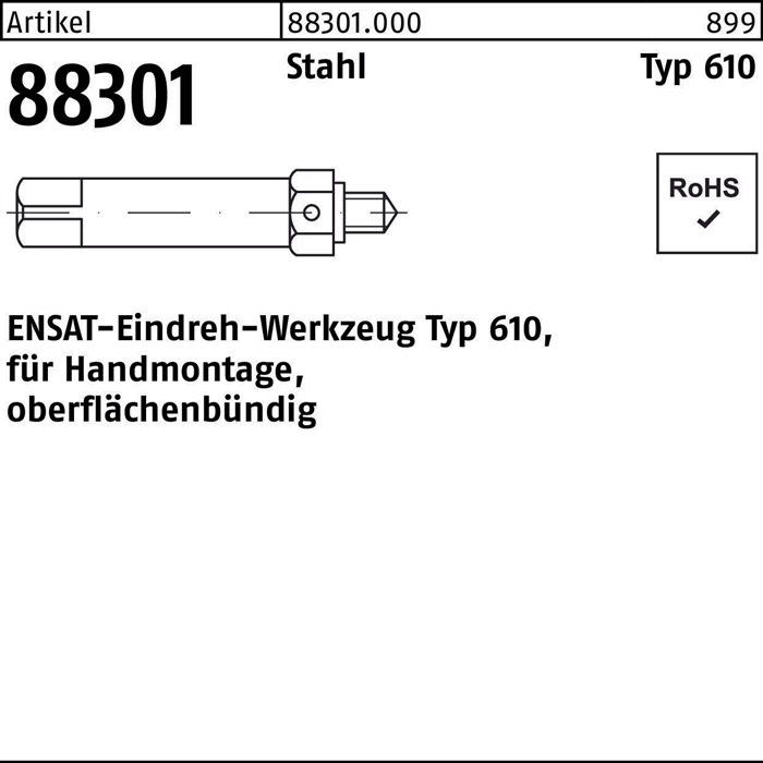 Eindrehwerkzeug R 88301 Typ 610 M12 Stahl 1 Stück ENSAT