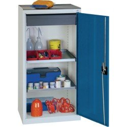 Werkzeug-/Beistellschrank H1000xB500xT500mm 1Schubl.,2Bd.lichtgrau/enzianblau