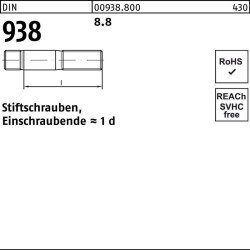 Stiftschraube DIN 938 M 24 x 130 8.8 5 Stück