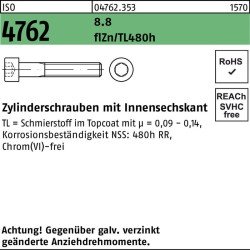 Zylinderschraube ISO 4762 Innen-6kt M8x65 8.8 flZnnc 480h-L 200St.