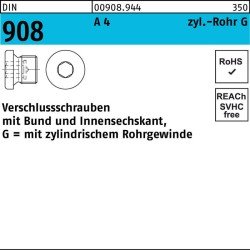 Verschlußschraube DIN 908 m.Bund/Innen-6-kant G 3/8 A A 4 25 Stück