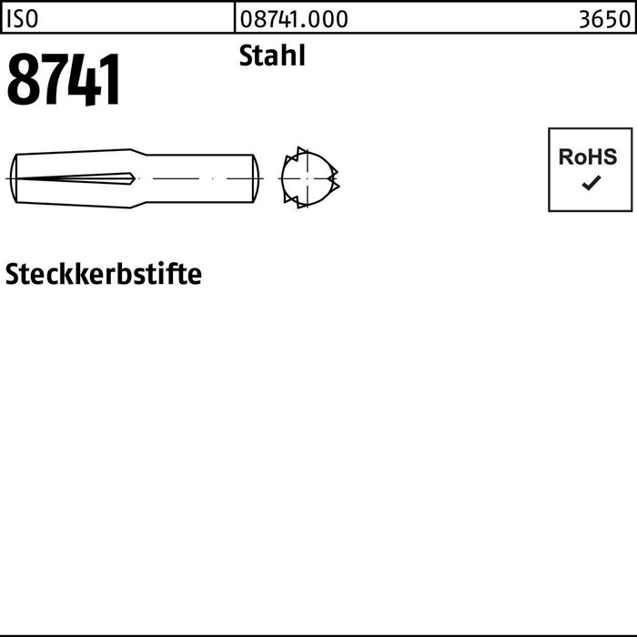 Steckkerbstift ISO 8741 4x 8 Stahl 100 Stück