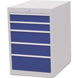 Schubladenschrank H819xB555xT736mm 5Schubl.lichtgrau/signalblau