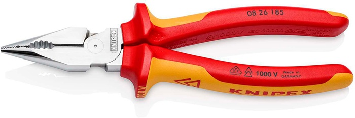 Spitzkombizange L.185mm pol.Mehrkomp.-Hülle verchr.VDE KNIPEX
