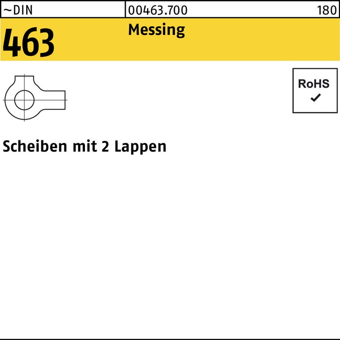 Scheibe DIN 463 m.2 Lappen 21 Messing 25 Stück