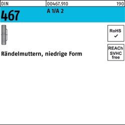 Rändelmutter DIN 467 niedrige FormM6 A 1/A 2 25 Stück