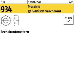 Sechskantmutter DIN 934 M8 Messing galv. verchromt 100 Stück