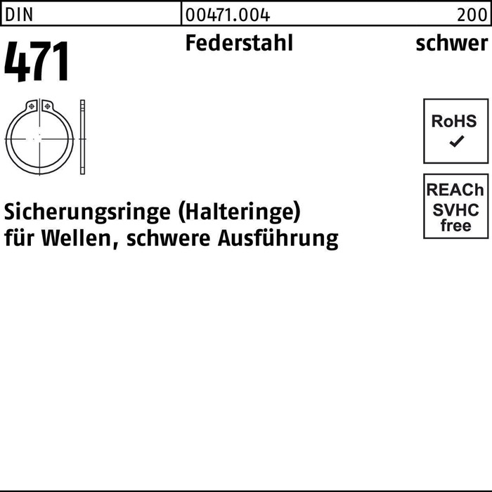 Sicherungsring DIN 471 35x 2,5 Federstahl schwere Ausf. 200 Stück