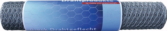 Maschendrahtgeflecht L.10 m,H.1m 6-eck Geflecht,verz.Maschw.25mm