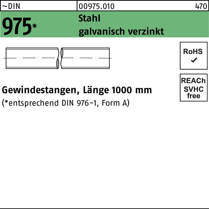 Gewindestange DIN 975 M3,5x 1000mm Stahl galv.verz. 1 Stück