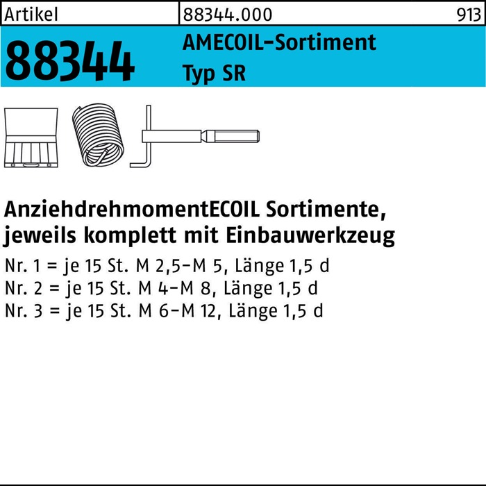Gewindereparatursortiment R 88344 SR Nr.2 Stahl 1 Stück AMECOIL