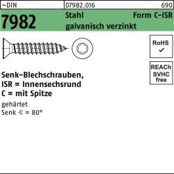 Senkblechschraube DIN 7982 ISR/Spitze 2,9x16 -C-T10 Stahl galv.verz. 2000St.