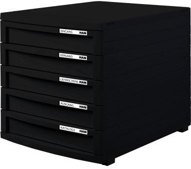 HAN Schubladenbox CONTUR 1505-13 DIN A4/B4/C4 5Schübe geschl. sw/sw