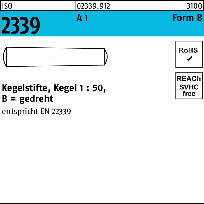 Kegelstift ISO 2339 gedreht 8x 32 A 1 Kegel 1:50 10 Stück
