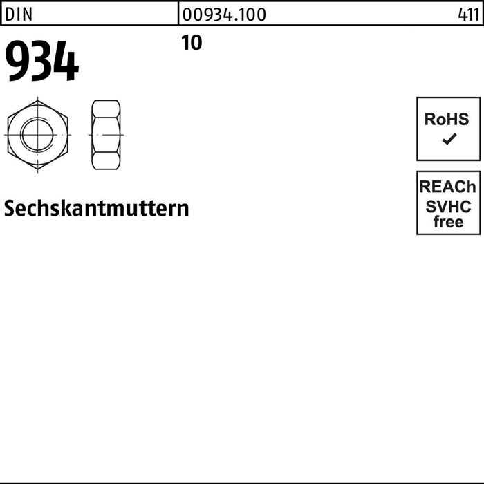 Sechskantmutter DIN 934 M20 10 50 Stück