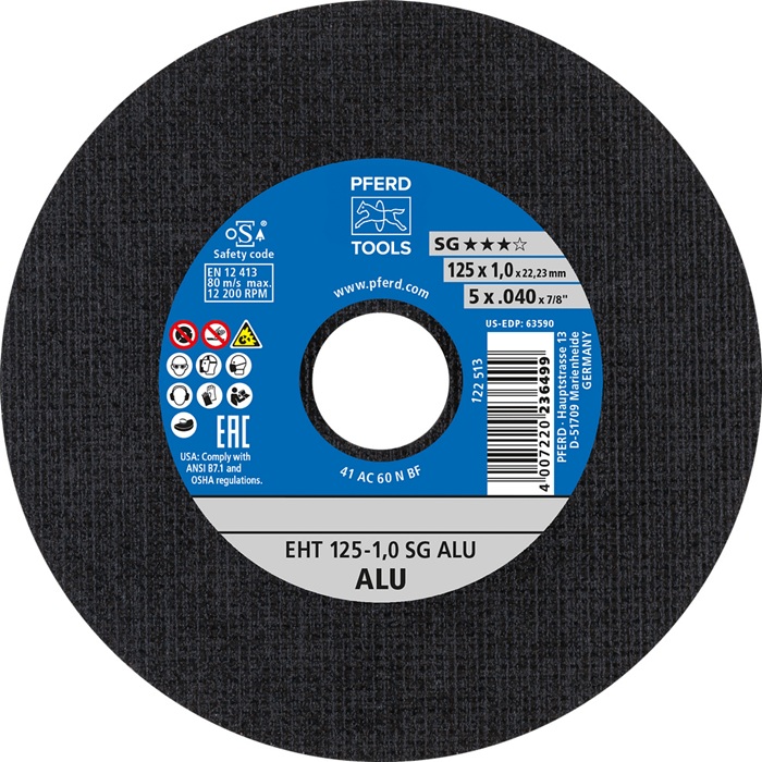 Trennscheibe SG ALU D125x1mm ger.Alu.Bohr.22,23mm PFERD