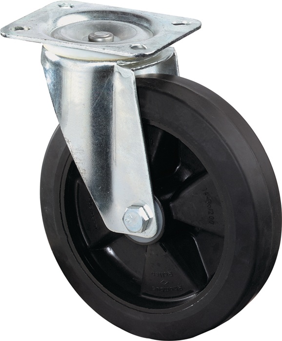 Lenkrolle D.125mm Trgf.200kg Elastikgummi Platte L115xB85mm BS ROLLEN