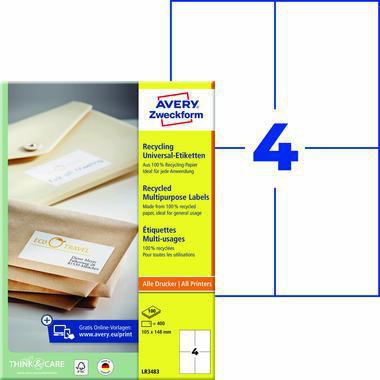 Avery Zweckform Etikett RC LR3483 105x148mm nws 400St