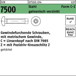 Gewindefurchendeschraube DIN 7500 LIKO PZ CM 5x25-Z Stahl galv.verz. 1000St.