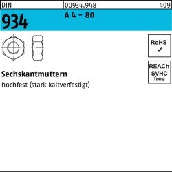 Sechskantmutter DIN 934 M10 A 4 - 80 100 Stück