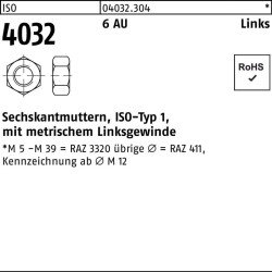 Sechskantmutter ISO 4032 links M8 6 Automatenstahl 100 Stück