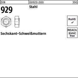 Sechskantanschweißmutter DIN 929 M6 Stahl 1000 Stück