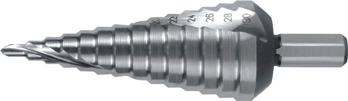 Stufenbohrer Bohrber.4-30mm HSS Spiralnut Z.2 Stufen 14 RUKO