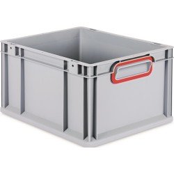 Transportstapelbehälter L400xB300xH220mm grau PP geschlossener Griff rot