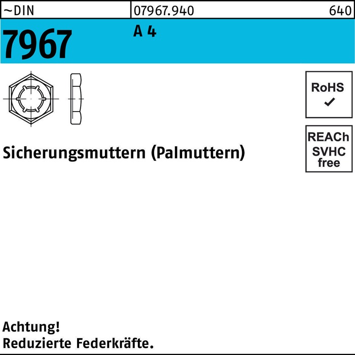 Sicherungsmutter DIN 7967 M16 A 4 100 Stück