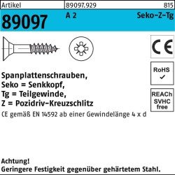 Spanplattenschraube R 89097 SEKO PZ TG 4x 60-Z A 2 100 Stück