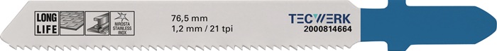 Stichsägeblatt Gesamt-L.76,5mm Zahnt.1,2mm BIM 5 St./Karte TECWERK