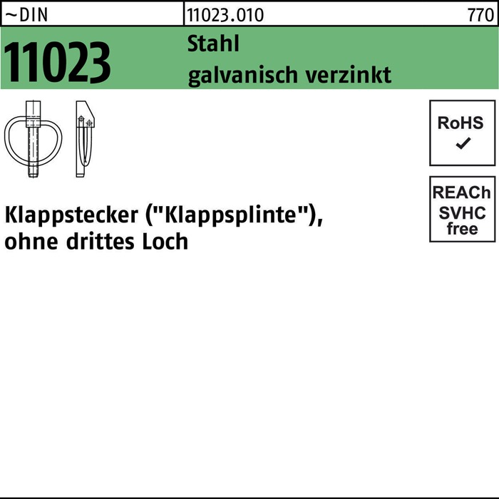 Klappstecker DIN 11023 10x 42 Stahl galv.verz. 50 Stück